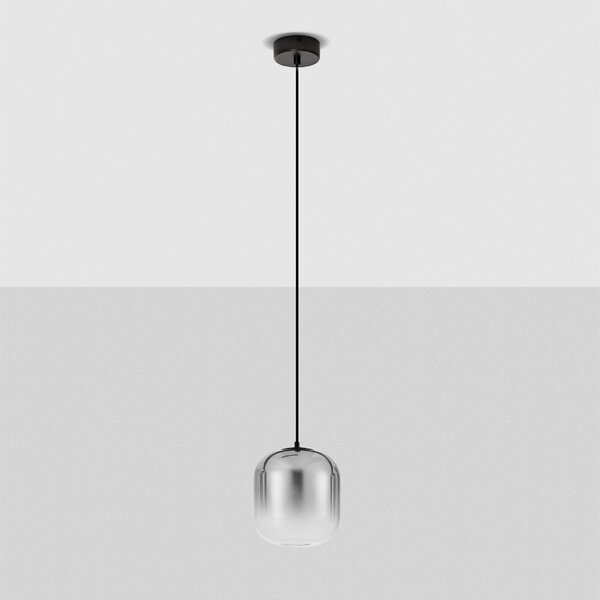 Kouřově šedé skleněné závěsné LED světlo Nova Luce Aelia 14 cm