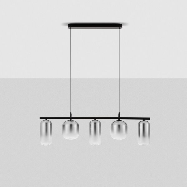 Kouřově šedé skleněné závěsné LED světlo Nova Luce Aelia 95 cm