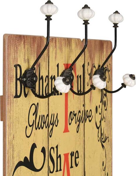 VidaXL Nástěnný věšák na kabáty s 6 háčky 120 x 40 cm [245849] Barva: Live Life