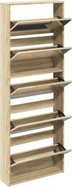 VidaXL Botník se zrcadlem 5patrový 63 x 17 x 169,5 cm [273937] Barva: Bílá