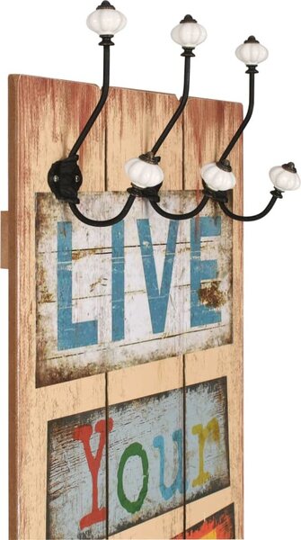 VidaXL Nástěnný věšák na kabáty s 6 háčky 120 x 40 cm [245849] Barva: Live Life