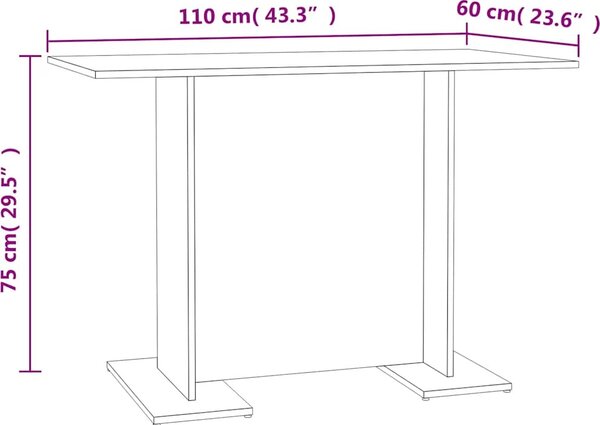 VidaXL Jídelní stůl 110 x 60 x 75 cm kompozitní dřevo [800248] Barva: dub sonoma