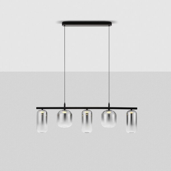 Kouřově šedé skleněné závěsné LED světlo Nova Luce Aelia 95 cm