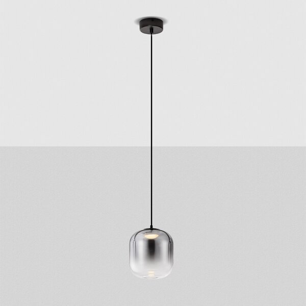 Kouřově šedé skleněné závěsné LED světlo Nova Luce Aelia 14 cm