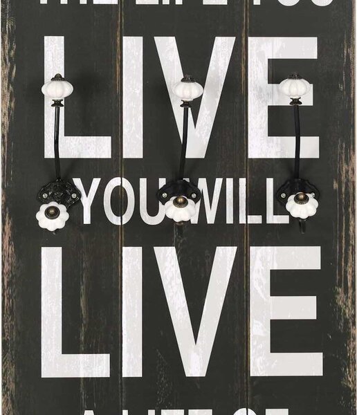 VidaXL Nástěnný věšák na kabáty s 6 háčky 120 x 40 cm [245849] Barva: Live Life