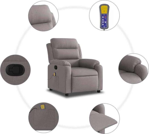 VidaXL Masážní polohovací křeslo textil [373475] Barva: taupe