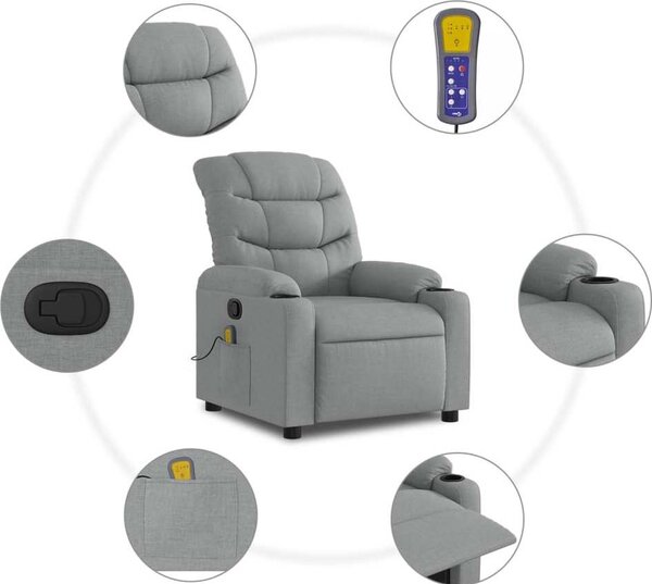 VidaXL Masážní polohovací křeslo textil [374156] Barva: Tmavě šedá