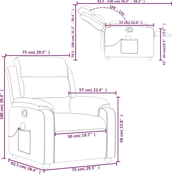 VidaXL Masážní polohovací křeslo textil [373475] Barva: taupe