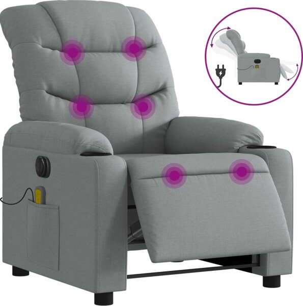 VidaXL Elektrické masážní polohovací křeslo textil [3206636] Barva: Tmavě zelená