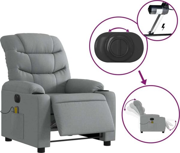 VidaXL Elektrické masážní polohovací křeslo textil [3206636] Barva: Tmavě zelená