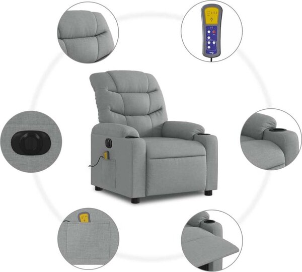 VidaXL Elektrické masážní polohovací křeslo textil [3206636] Barva: Tmavě zelená