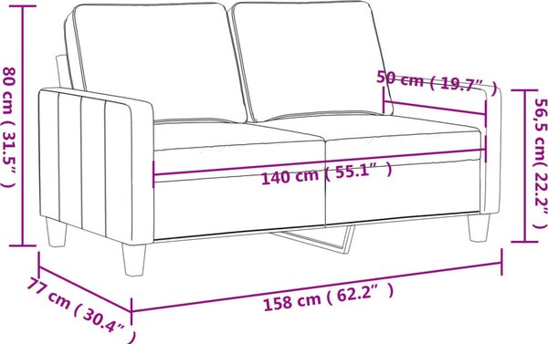 VidaXL 2místná pohovka 140 cm samet [359208] Barva: Tmavě zelená
