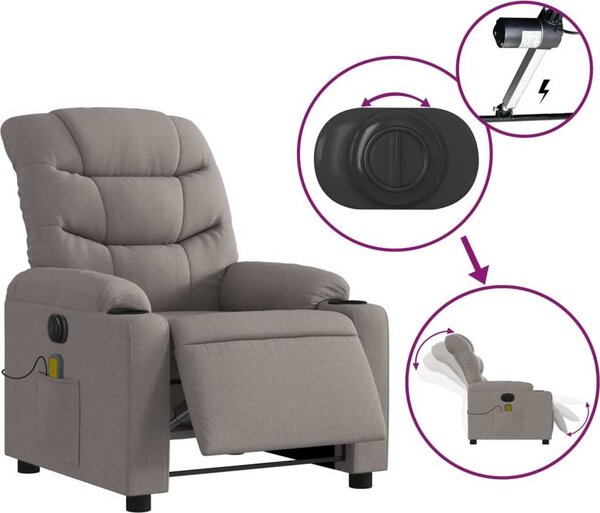 VidaXL Elektrické masážní polohovací křeslo textil [3206636] Barva: Tmavě zelená