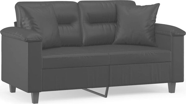 VidaXL 2místná pohovka s polštáři 120 cm umělá kůže [3200983] Barva: Šedá