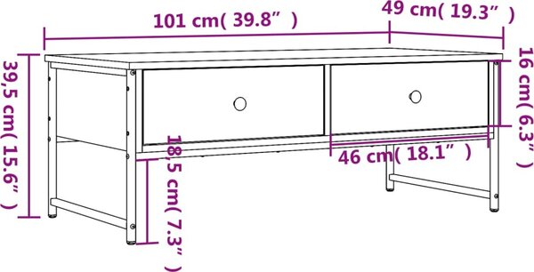 VidaXL Konferenční stolek 101 x 49 x 39,5 cm kompozitní dřevo [837739] Barva: dub sonoma