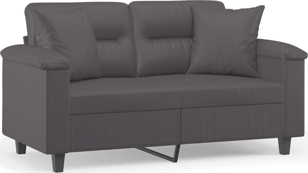 VidaXL 2místná pohovka s polštáři 120 cm umělá kůže [3200983] Barva: Šedá