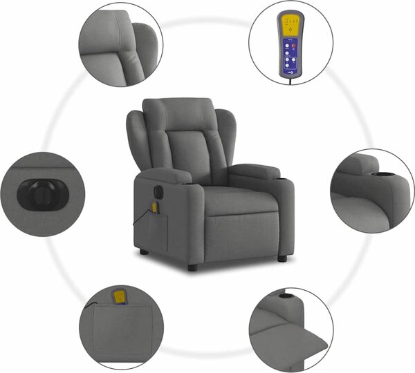 VidaXL Elektrické masážní polohovací křeslo textil [3204471] Barva: vínová červená
