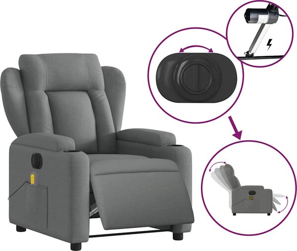 VidaXL Elektrické masážní polohovací křeslo textil [3204471] Barva: vínová červená