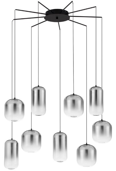 Kouřově šedé skleněné závěsné LED světlo Nova Luce Aelia 82 cm