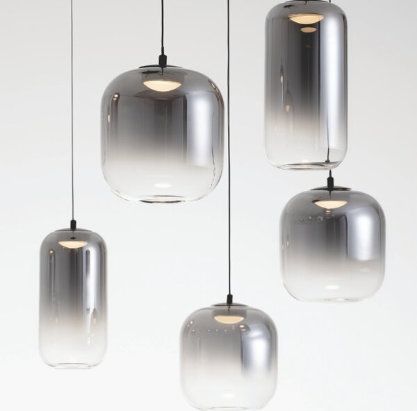 Kouřově šedé skleněné závěsné LED světlo Nova Luce Aelia 82 cm
