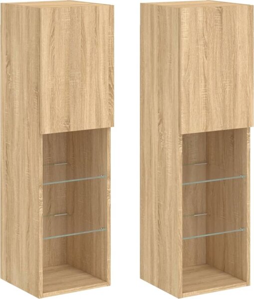 VidaXL TV skříňky s LED osvětlením 2 ks 30,5 x 30 x 102 cm [837022] Barva: šedá sonoma