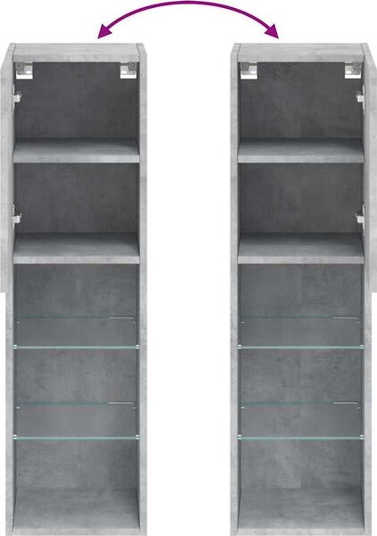 VidaXL TV skříňky s LED osvětlením 2 ks 30,5 x 30 x 102 cm [837022] Barva: šedá sonoma
