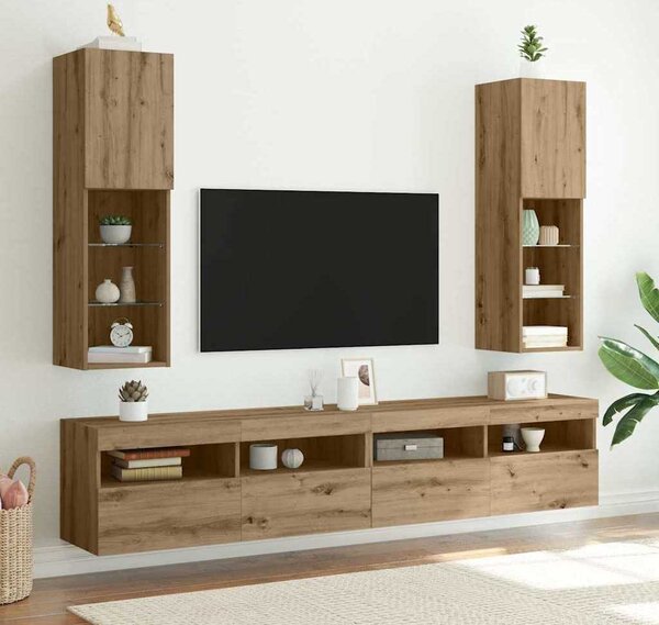 VidaXL TV skříňky s LED osvětlením 2 ks 30,5 x 30 x 102 cm [837022] Barva: dub artisan