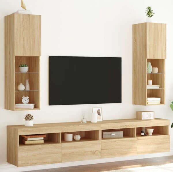 VidaXL TV skříňky s LED osvětlením 2 ks 30,5 x 30 x 102 cm [837022] Barva: dub sonoma