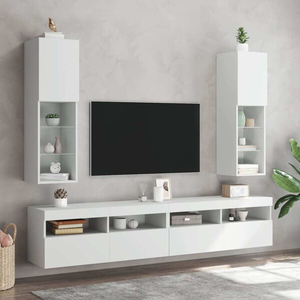 VidaXL TV skříňky s LED osvětlením 2 ks 30,5 x 30 x 102 cm [837022] Barva: Bílá
