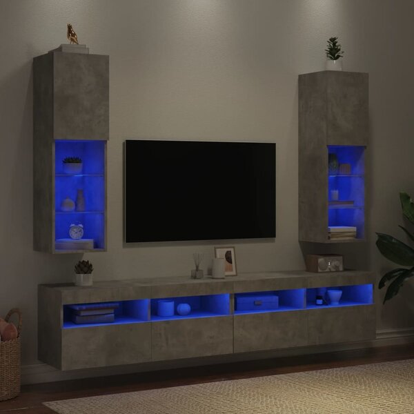 VidaXL TV skříňky s LED osvětlením 2 ks 30,5 x 30 x 102 cm [837022] Barva: šedá sonoma