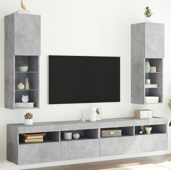 VidaXL TV skříňky s LED osvětlením 2 ks 30,5 x 30 x 102 cm [837022] Barva: šedá sonoma