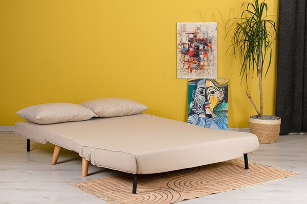 Sedačka futon Fillie (Krémová). Akce -23%