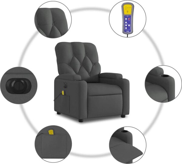 VidaXL Elektrické masážní polohovací křeslo textil [3204699] Barva: světle šedá