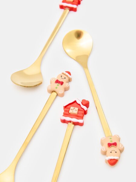 Sinsay - Sada vánočních lžiček s perníčky a domečky 4 pack - zlatá