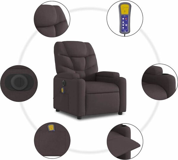 VidaXL Elektrické masážní polohovací křeslo textil [3204589] Barva: Tmavě šedá