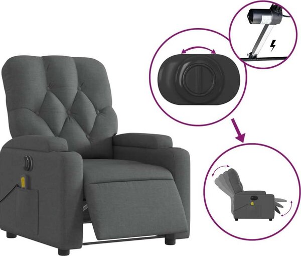 VidaXL Elektrické masážní polohovací křeslo textil [3204699] Barva: světle šedá