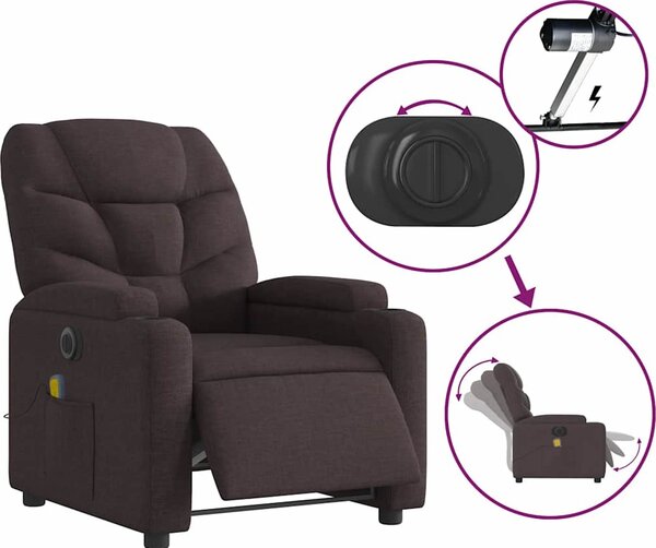 VidaXL Elektrické masážní polohovací křeslo textil [3204589] Barva: Tmavě šedá