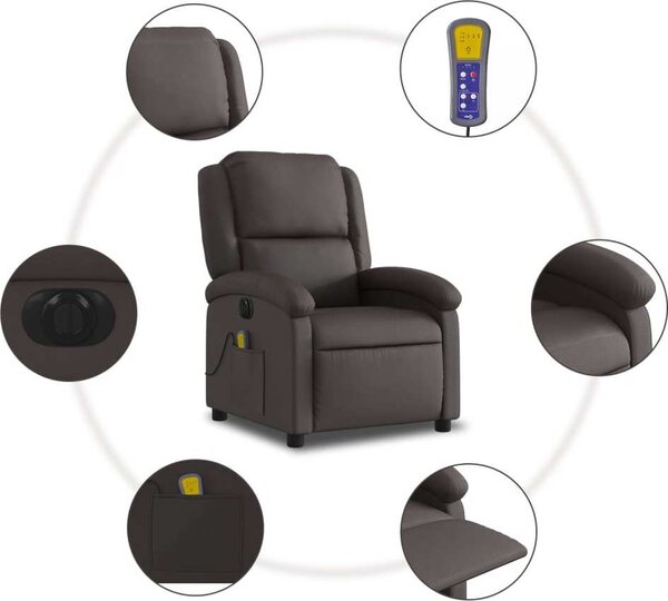 VidaXL Elektrické masážní polohovací křeslo pravá kůže [3204259] Barva: Černá