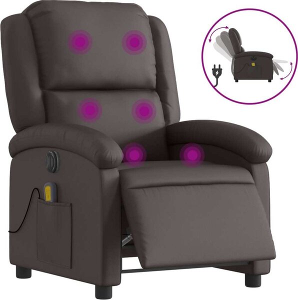 VidaXL Elektrické masážní polohovací křeslo pravá kůže [3204259] Barva: Černá