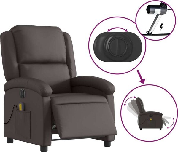 VidaXL Elektrické masážní polohovací křeslo pravá kůže [3204259] Barva: Černá