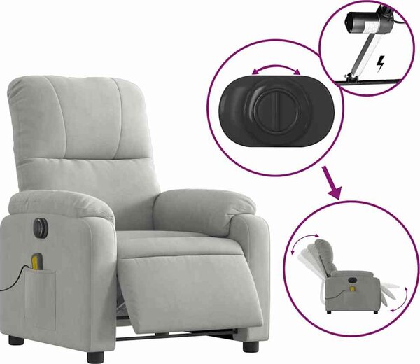 VidaXL Elektrické masážní polohovací křeslo látka z mikrovlákna [3204923] Barva: Tmavě šedá