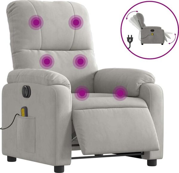 VidaXL Elektrické masážní polohovací křeslo látka z mikrovlákna [3204923] Barva: Tmavě šedá