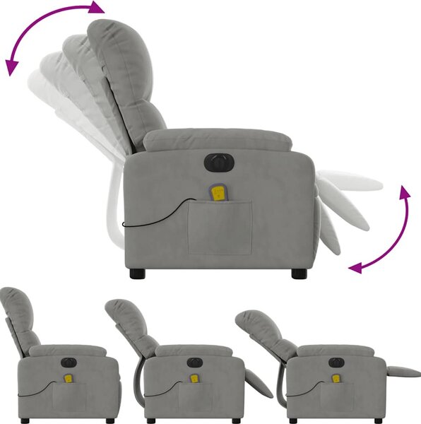 VidaXL Elektrické masážní polohovací křeslo látka z mikrovlákna [3204923] Barva: Tmavě šedá