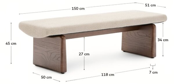 Ořechová lavice Kave Home Topaz 150 cm