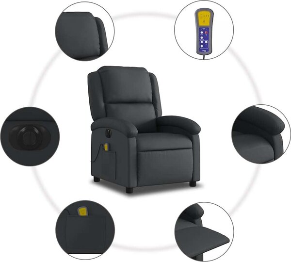 VidaXL Elektrické masážní polohovací křeslo pravá kůže [3204259] Barva: Černá