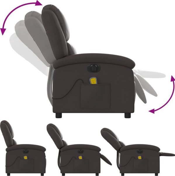 VidaXL Elektrické masážní polohovací křeslo pravá kůže [3204259] Barva: Černá
