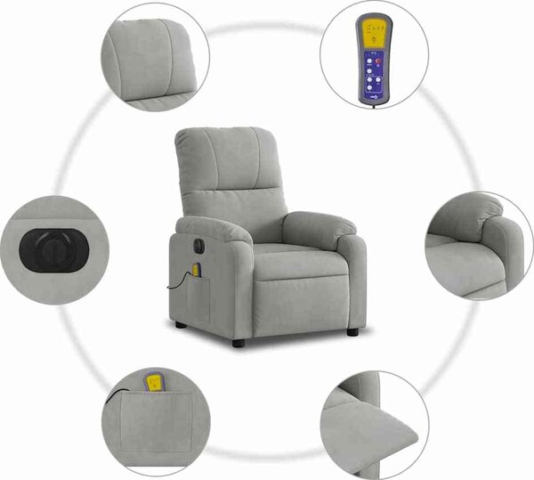 VidaXL Elektrické masážní polohovací křeslo látka z mikrovlákna [3204923] Barva: Tmavě šedá