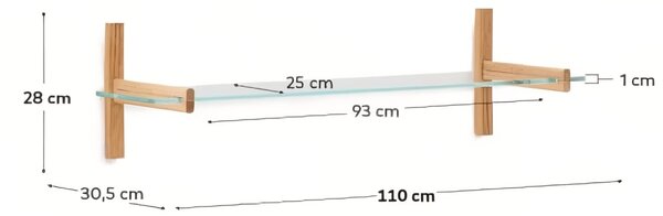 Skleněná modulární police Kave Home Sitra 110 cm
