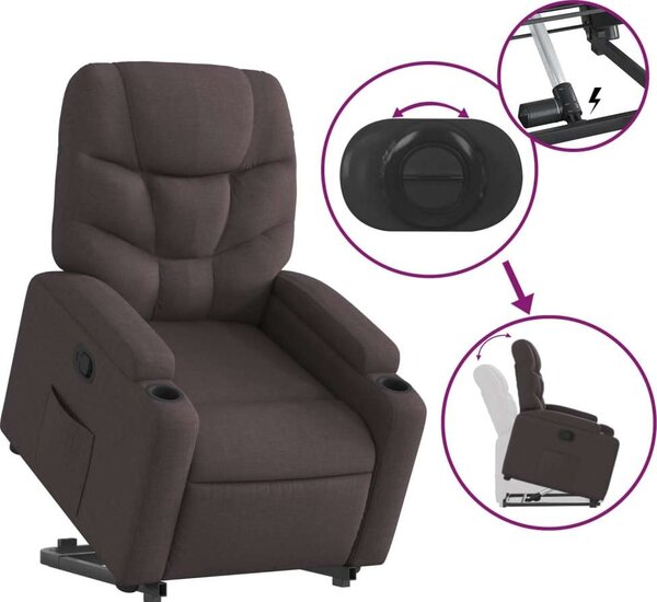 VidaXL Zvedací polohovací křeslo textil [3204598] Barva: Tmavě šedá