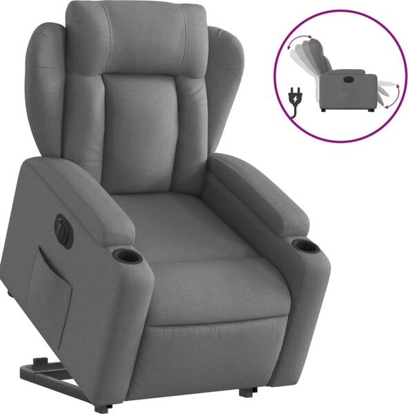VidaXL Elektrické zvedací polohovací křeslo textil [3204511] Barva: Tmavě zelená